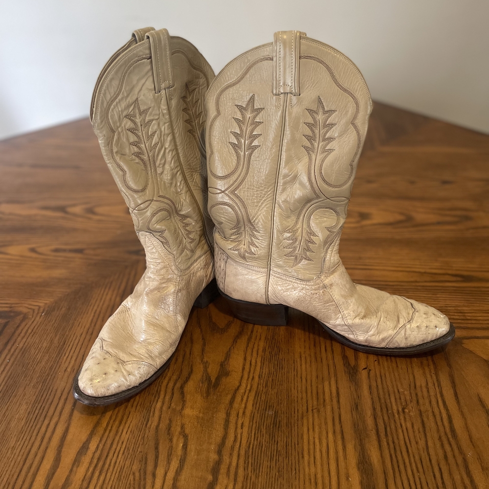 Tony Lama Beige Cowboy Boots